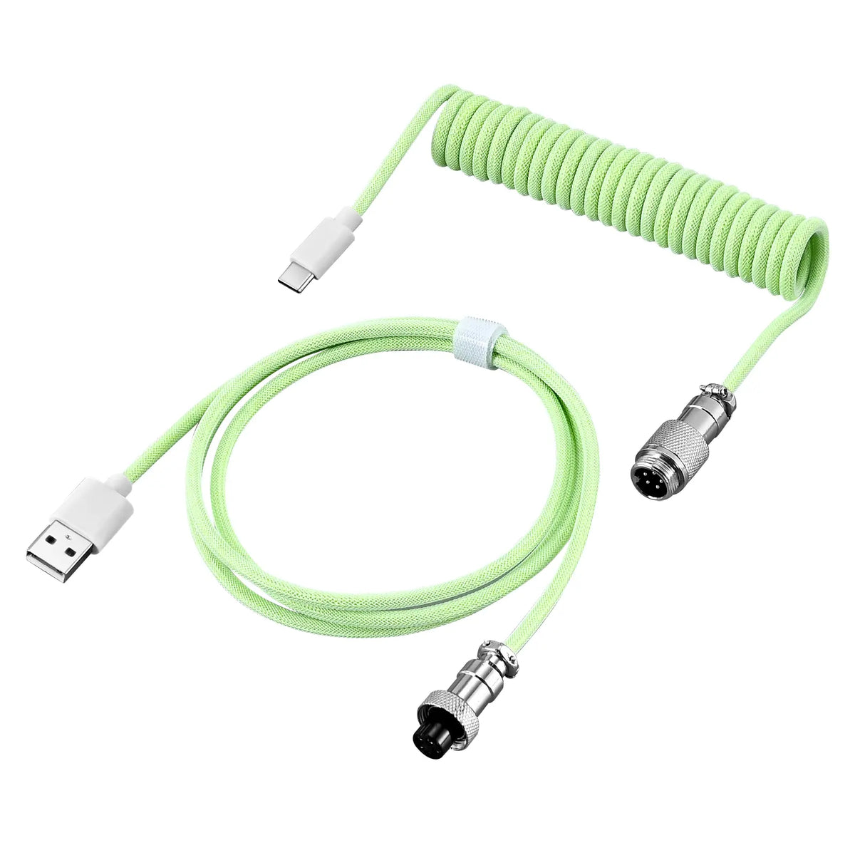 Coiled Aviator USB-C Detachable Braided Cable for Mechanical Keyboards, 8000 Fast Response for Gaming Desk Setup