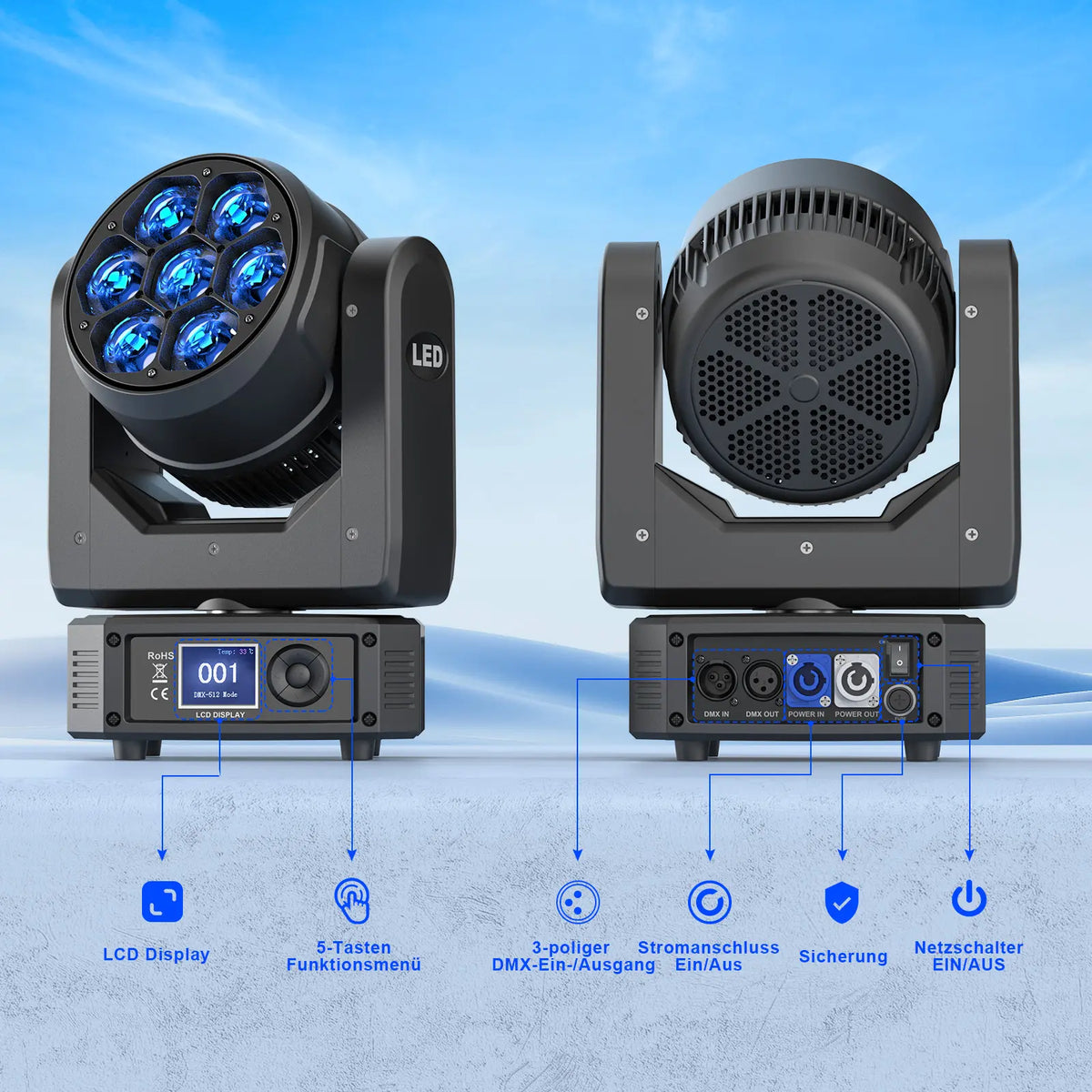 UKING Beam Stage Light 350W Head Light for DJ Disco Christmas Wedding Party