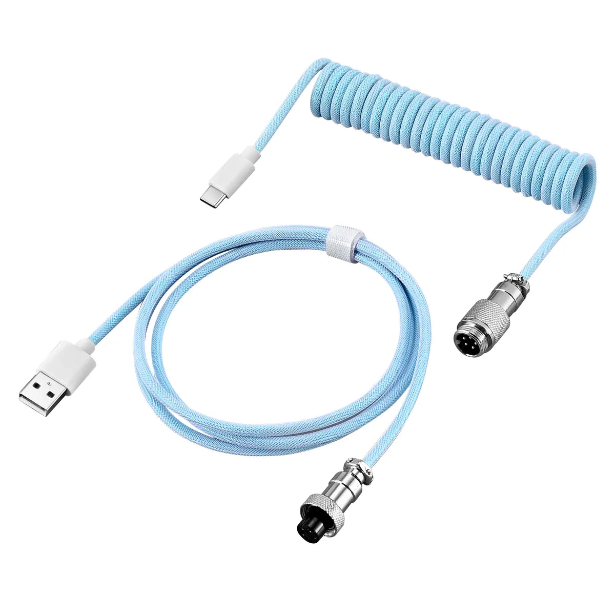 Coiled Aviator USB-C Detachable Braided Cable for Mechanical Keyboards, 8000 Fast Response for Gaming Desk Setup