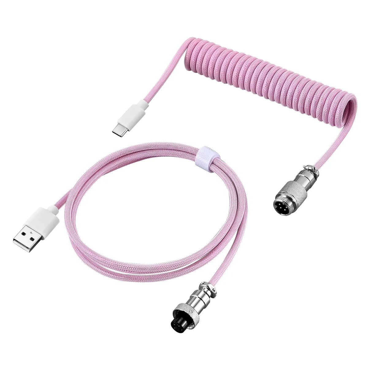Coiled Aviator USB-C Detachable Braided Cable for Mechanical Keyboards, 8000 Fast Response for Gaming Desk Setup