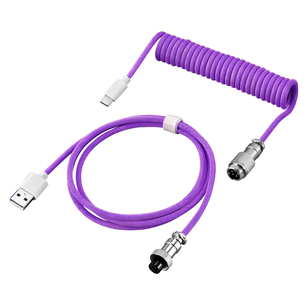 Coiled Aviator USB-C Detachable Braided Cable for Mechanical Keyboards, 8000 Fast Response for Gaming Desk Setup