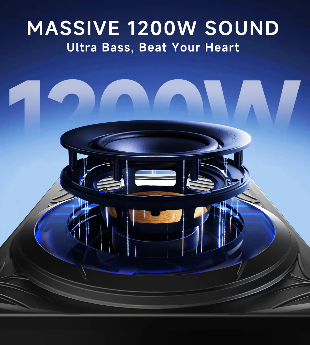 ECHOMUSSY 1200W Slim Design Aluminum Underseat Car Subwoofer & Amplifier Package - Ambient Light, Car Stereo Speaker, Individual Low Pass/Gain/Boost Bass Control, Accessory for SUV, Pickup, MVP