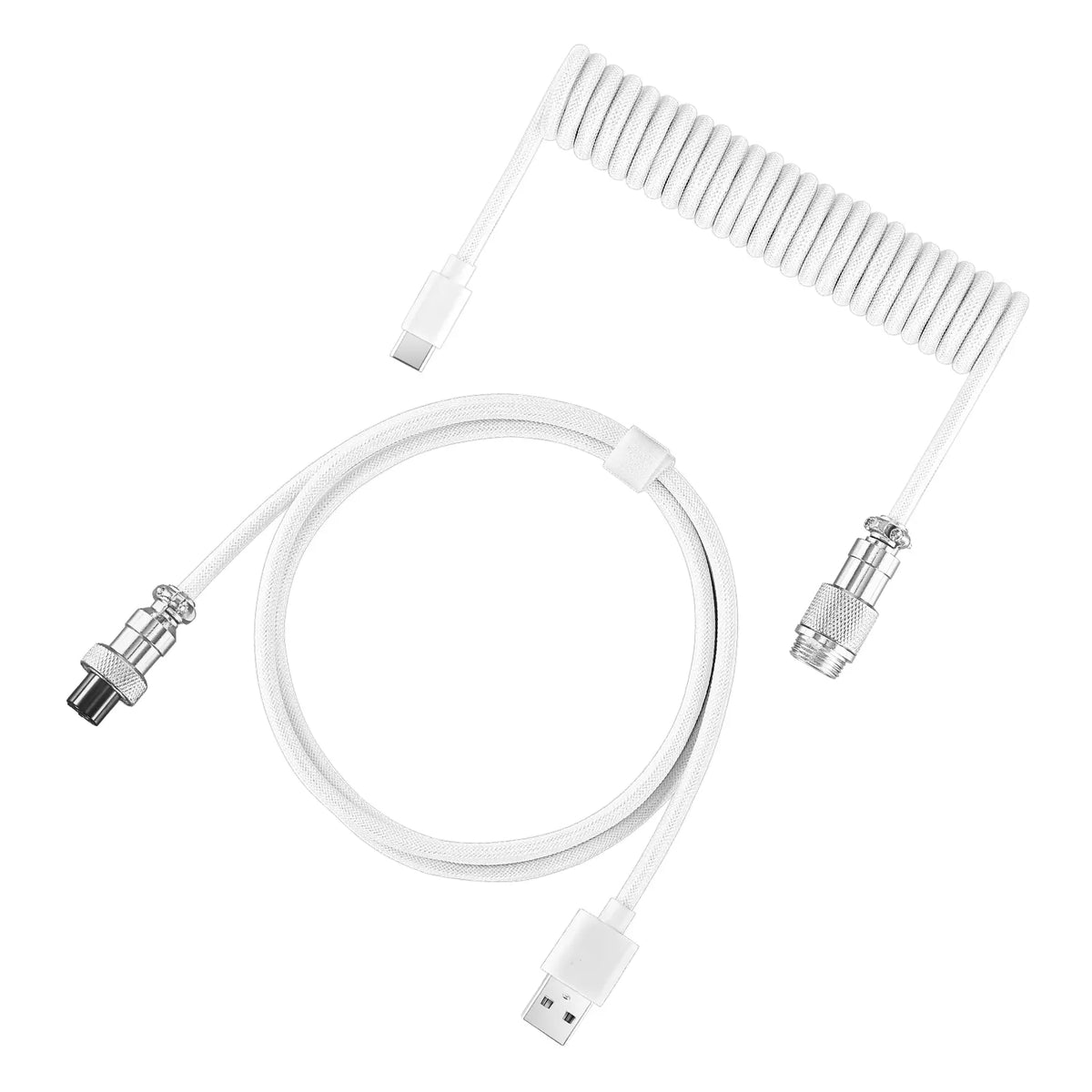 Coiled Aviator USB-C Detachable Braided Cable for Mechanical Keyboards, 8000 Fast Response for Gaming Desk Setup