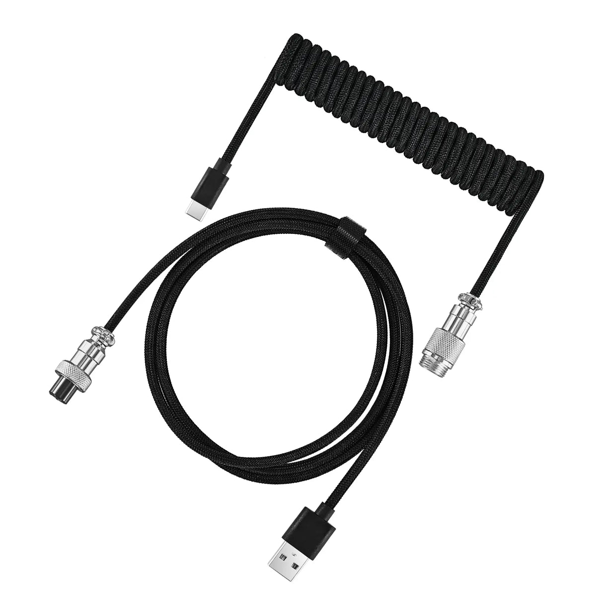 Coiled Aviator USB-C Detachable Braided Cable for Mechanical Keyboards, 8000 Fast Response for Gaming Desk Setup