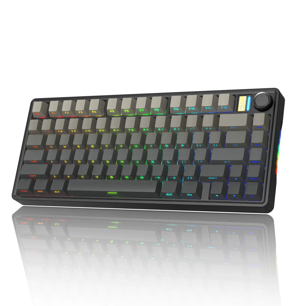 7KEYS BJ75 Compact Wireless Mechanical Keyboard with RGB Color Changing Lights, 75% Gasket-Mount Gaming Keyboard, Volume Knob, Tri-Mode Connection (Bluetooth 5.0-2.4G-USB-C), Hot-Swappable Switches, Side Lighting, Batteries Included, for Pc/Mac/Linux