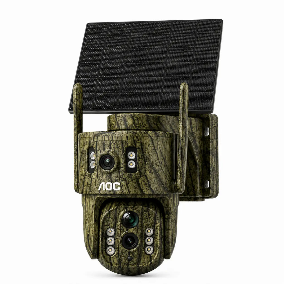 AOC 4G LTE Solar Outdoor Digital Security Camera - Dual-Lens Dual-View, AI Auto Tracking, Color Night Vision, 2-Way Audio, IP65, 10400Mah Charging, No Wifi Needed, Recording Protection Device for Home, 7-Day Free Trial Then 4G Plan Required